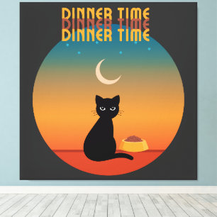 Impressão Em Tela Tempo Jante de Gato Negro