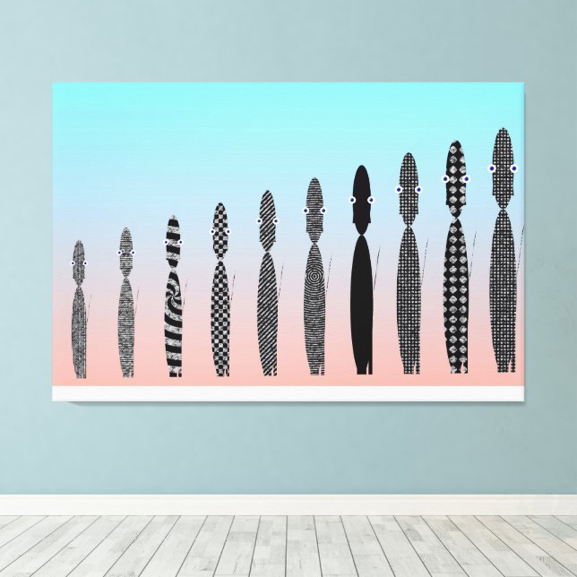 Impressão Em Tela Ten Crochet Cats Geometric Pattern  (Insitu(piso de madeira))