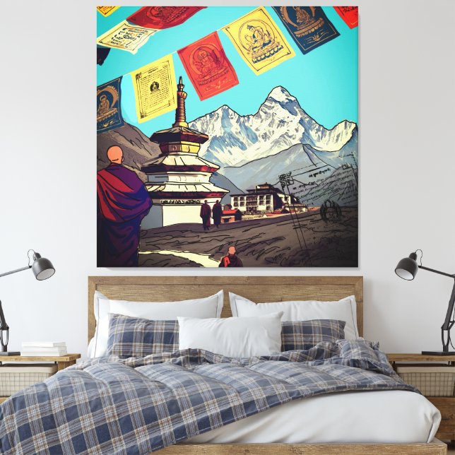Impressão Em Tela Tengboche Monastery Everest View Artwork (Insitu(Quarto))