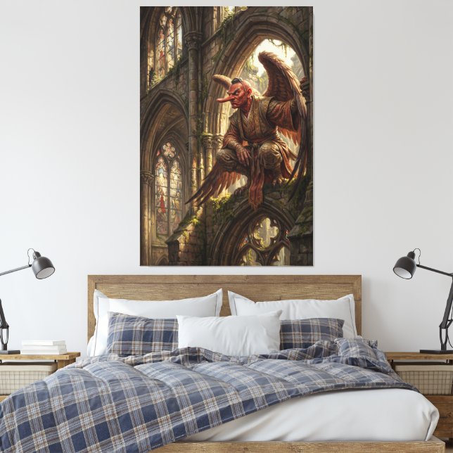 Impressão Em Tela Tengu Perched in the Ruined Cathedral (Insitu(Quarto))
