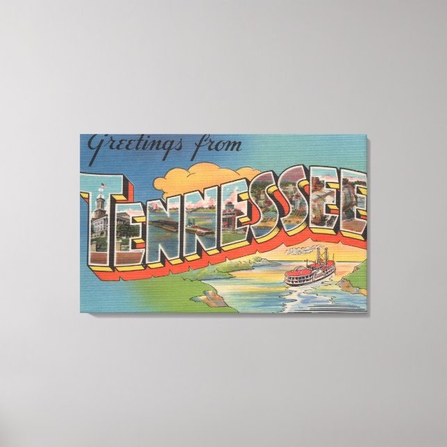 Impressão Em Tela Tennessee (Cena Riverboat) (Frente)