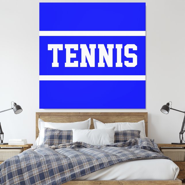 Impressão Em Tela TENNIS Athletic Bright Blue White Stripes (Insitu(Quarto))