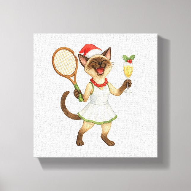 Impressão Em Tela Tennis Christmas themed for Cat Lovers  (Frente)