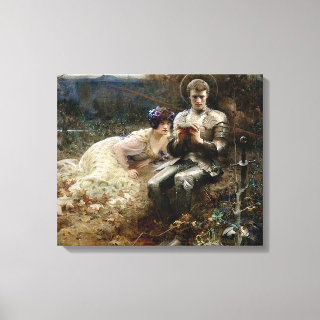 Impressão Em Tela Tentação de Sir Percival (Cavaleiro Medieval) (Frente)