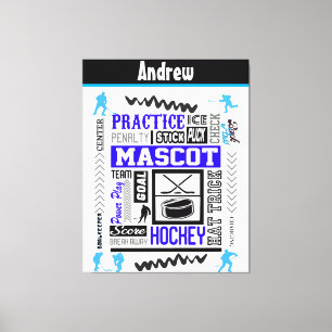 Impressão Em Tela Terminologia de Hockey para Meninos Personalizada
