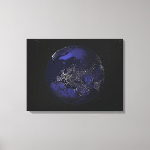 Impressão Em Tela Terra completa na noite que mostra as luzes 3 da