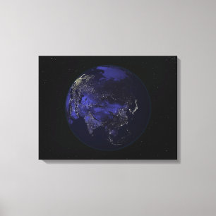 Impressão Em Tela Terra completa na noite que mostra luzes da cidade