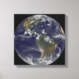 Impressão Em Tela Terra completa que mostra America do Norte e Amer