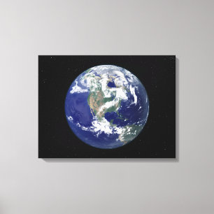 Impressão Em Tela Terra inteiramente iluminada centrada em America