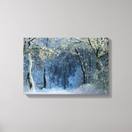 Impressão Em Tela Terra Maravilhosa da Floresta de Neve Solar