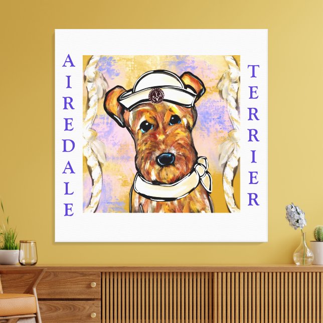 IMPRESSÃO EM TELA TERRIER AIREDALE   (Insitu(Sala de estar))