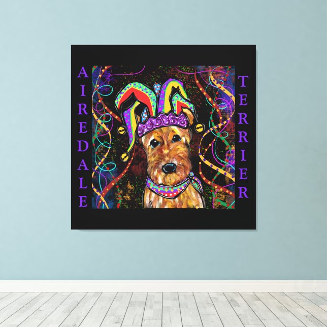 IMPRESSÃO EM TELA TERRIER AIREDALE   (Insitu(piso de madeira))