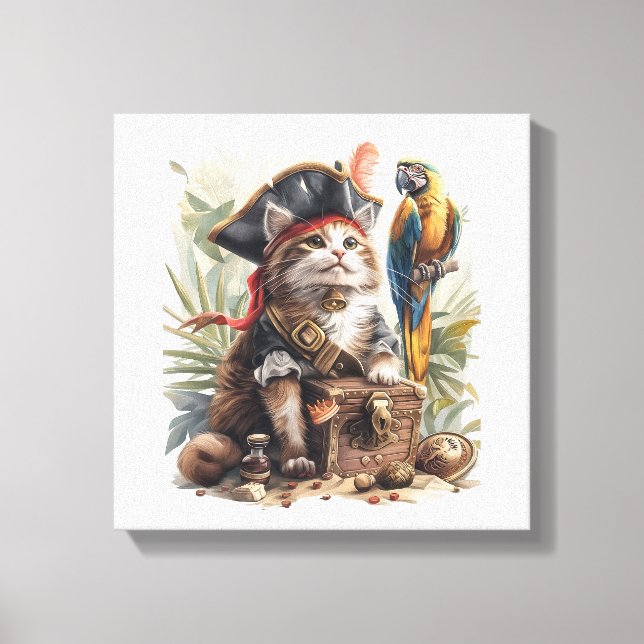 Impressão Em Tela Tesouro do Gato Pirata (Frente)