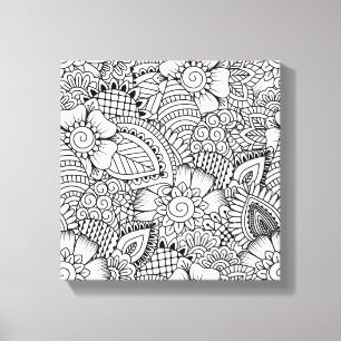 Impressão Em Tela Teste padrão floral 6 do Doodle