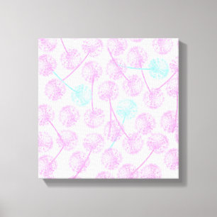 Impressão Em Tela Teste padrão floral do dente-de-leão cor-de-rosa