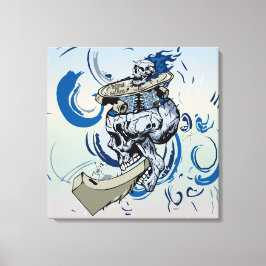 Impressão Em Tela Tete de mort crâne skate rampe skateboard 1