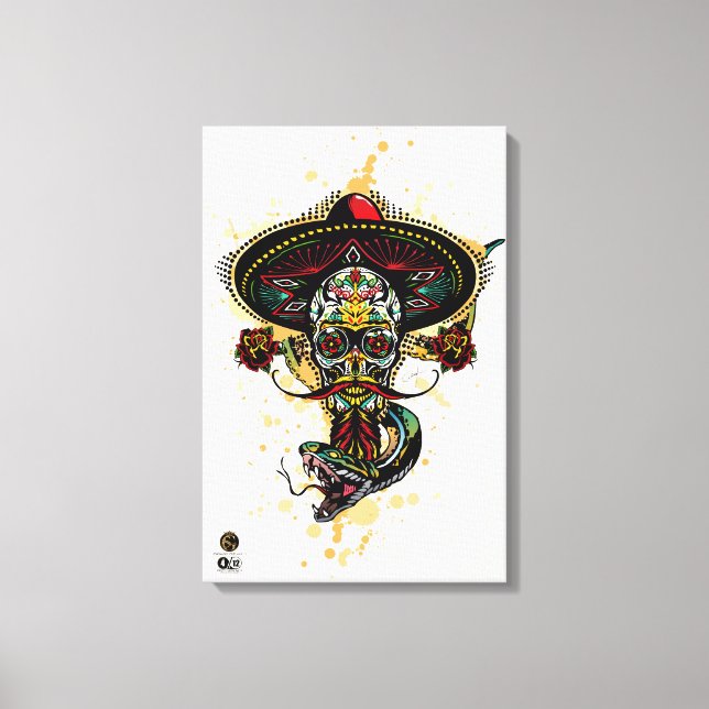 Impressão Em Tela Tête de mort hipster skulls mexicaine serpent tatt (Frente)