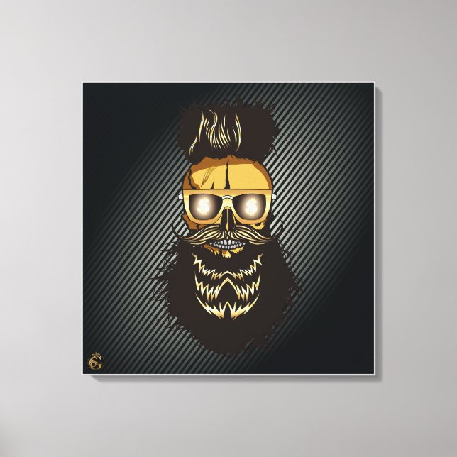 Impressão Em Tela Tête de mort punk hipster G-skulls crâne dollars (Frente)