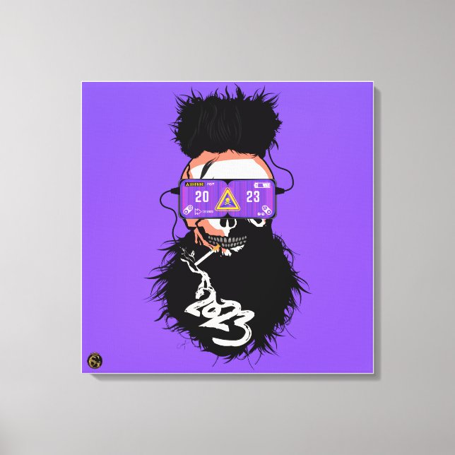 Impressão Em Tela Tête de mort punk hipster G-skulls crâne metaverse (Frente)