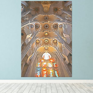 Impressão Em Tela Teto da Sagrada Família Arte de Parede Barcelona