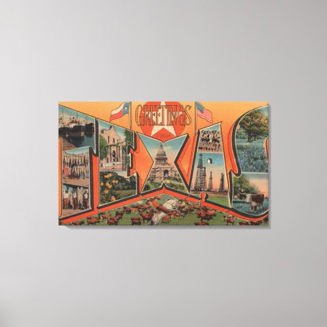 Impressão Em Tela Texas (Cena Grazing de Bovinos)Letra Grande (Frente)