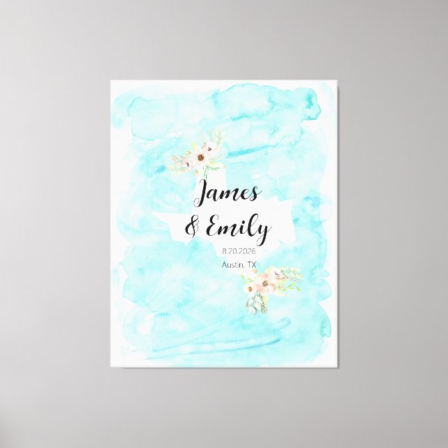 Impressão Em Tela Texas Watercolor Wedding Guest Book Alternative (Frente)