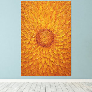 Impressão Em Tela Têxtil Abstrato Flor de Girassol Dourada Arte de P