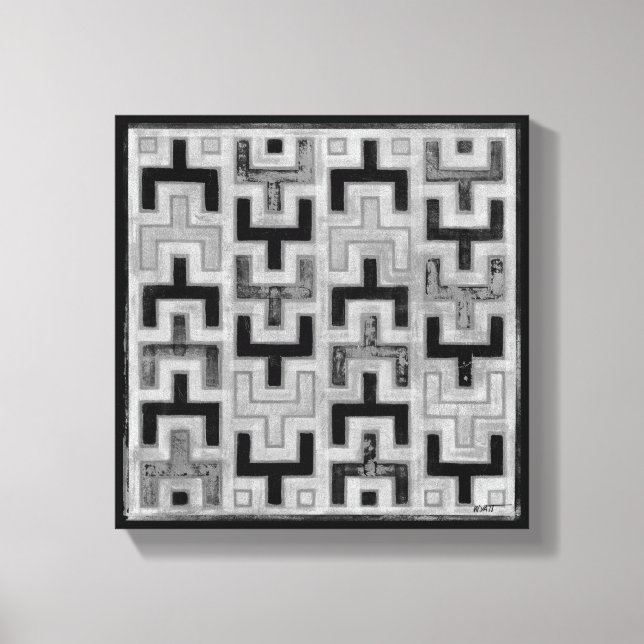 Impressão Em Tela Têxtil africano de mudo com Padrões geométricos (Frente)