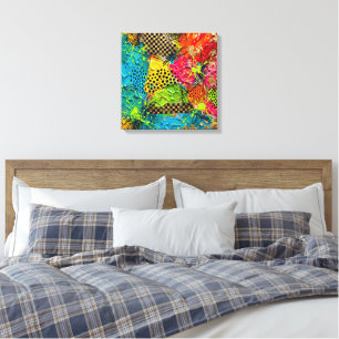 Impressão Em Tela Texto Abstrato Contemporâneo em Negrito Texturizad