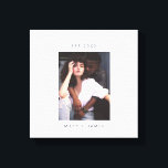 Impressão Em Tela Texto de Foto Personalizado Minimalista<br><div class="desc">Casal de texto personalizado minimalista Tela de texto fotográfico Impressão com grande quadro de espaço branco, nome de casal/recém-casados e ano de noivado em uma fonte sans moderna e simples e uma foto personalizada. Crie um casamento perfeito, presentes de noivado e de festa do aquecimento doméstico para casal, recém-casados, chá...</div>