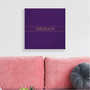 Impressão Em Tela Texto Elegante Personalizável Dourado & Roxo Esc