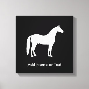 Impressão Em Tela Texto Personalizável Elegante de Cavalo Branco