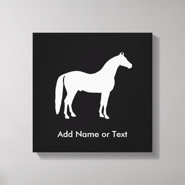Impressão Em Tela Texto Personalizável Elegante de Cavalo Branco (Frente)