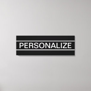 Impressão Em Tela Texto Personalizável Preto e Branco Moderno e De