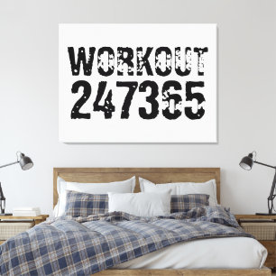 Impressão Em Tela Texto vestido e arranhado Workout 247365 preto