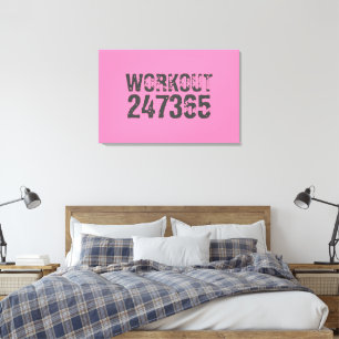Impressão Em Tela Texto vestido e arranhado Workout 247365 rosa