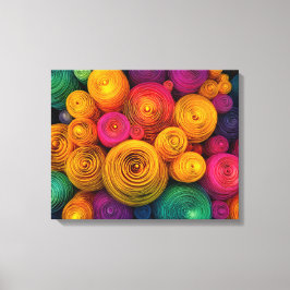 Impressão Em Tela Textura abstrata de círculos concêntricos multicol