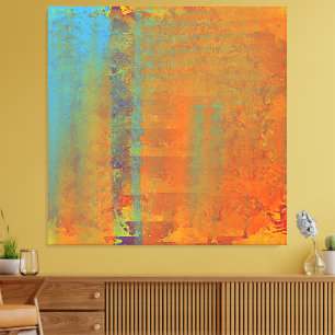 Impressão Em Tela Texturas de abstrato Turquesa, Dourada e cobre