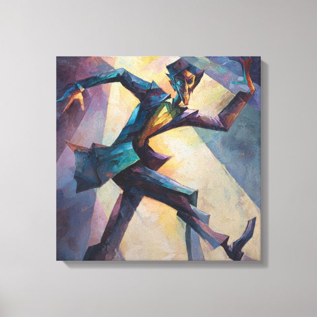 Impressão Em Tela Textured Geometric Expressionist Man Dancing (Frente)