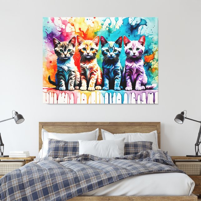 Impressão Em Tela The Colorful Quartet: Paws and Paint! (Insitu(Quarto))