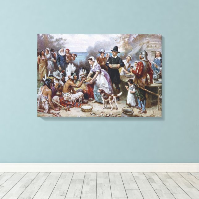 Impressão Em Tela The First Thanksgiving by Jean Ferris c. 1912 (Insitu(piso de madeira))