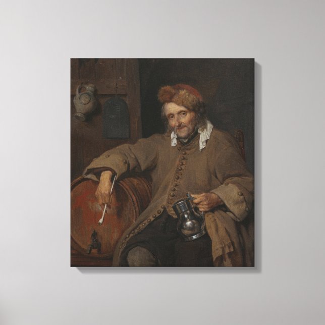 Impressão Em Tela The Old Drinker (por Gabriel Metsu) (Frente)
