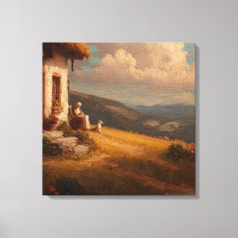 Impressão Em Tela The Old Lady and Her Dog