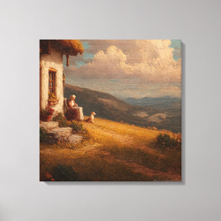 Impressão Em Tela The Old Lady and Her Dog