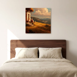 Impressão Em Tela The Old Lady and Her Dog