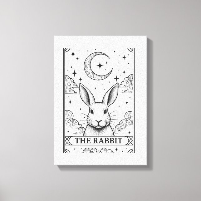 Impressão Em Tela The Rabbit | Mystical Moon Tarot Card Illustration (Frente)