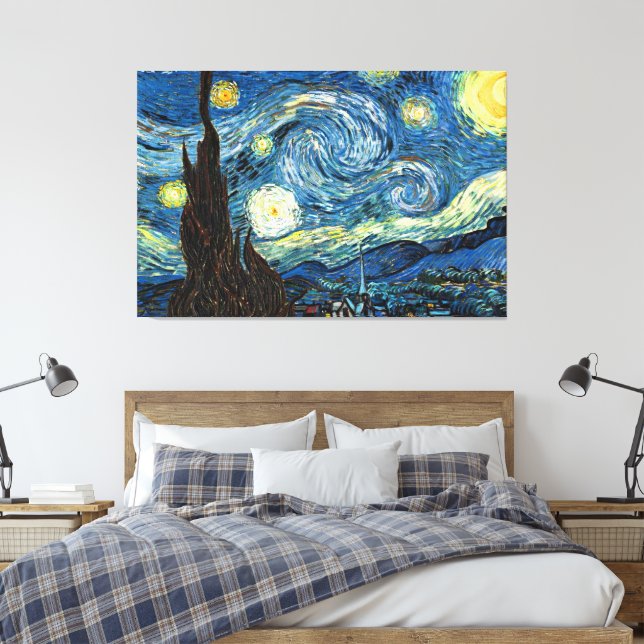 Impressão Em Tela The Starry Night by Vincent Van Gogh (Insitu(Quarto))