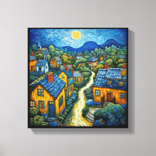 Impressão Em Tela The Village" Contemporânea Art