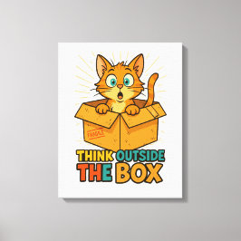 Impressão Em Tela Think Outside The Box – Funny Cat Cartoon