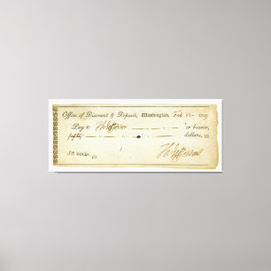 Impressão Em Tela Thomas Jefferson Signature on Bank Check 1809
